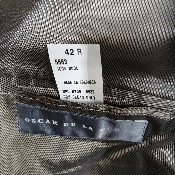 Oscar de la Renta Men's 42R 100% Wool Blazer Gray Plaid Sport Coat - Picture 4 of 7